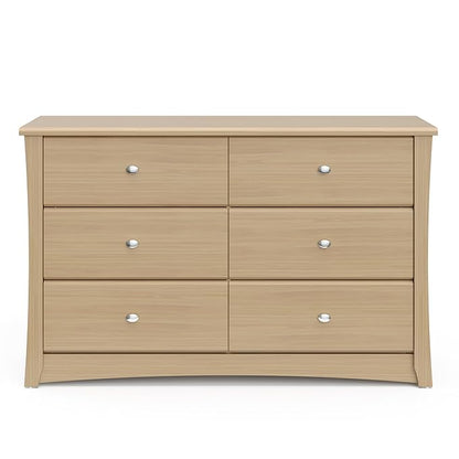 Storkcraft Crescent 6-Drawer Dresser (Driftwood)– GREENGUARD Gold Certified, Brown Dresser for Bedroom, Kids & Nursery Storage Chest, Safety Interlocking Drawers, Pre-Installed Tracks, Kids Chest