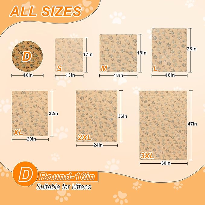 Cat Heating Pad, 16 in Round Heated Bed Smart Thermostatic Switch, Add Wire Rope Cat Carpet Puppy Whelping Supplies, Comes with a Plush Cloth Cover - Apricot-Mewly Pet