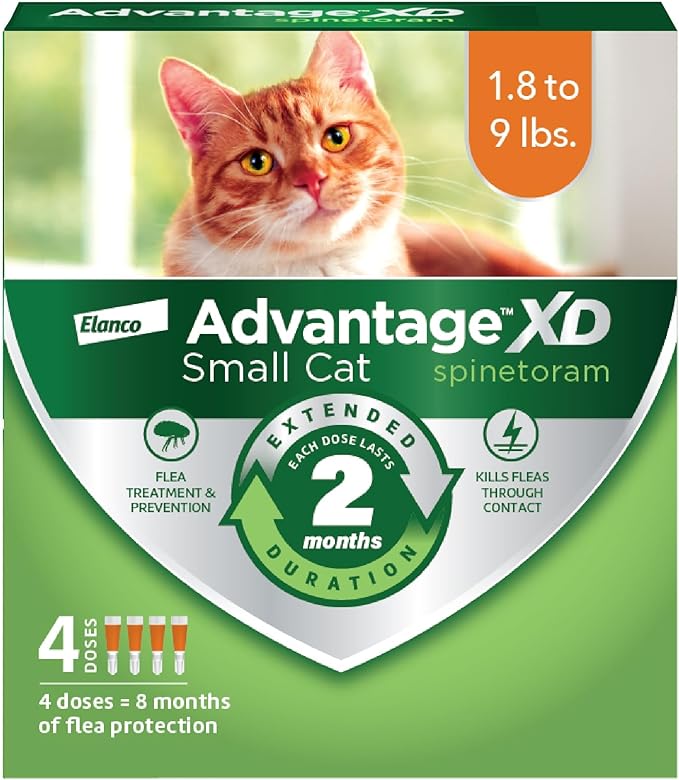 Advantage XD Small Cat Flea Prevention & Treatment For Cats 1.8-9lbs. | 4-Topical Doses, 2-Months of Protection Per Dose-Mewly Pet
