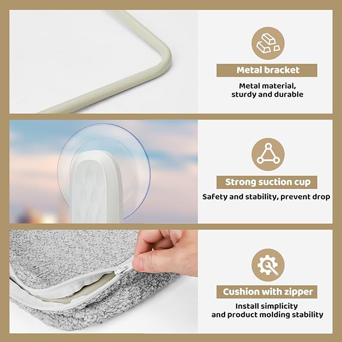 Cat Window Perch & Hammock - Exquisite Sofa Fabric, Safe & Comfortable Design with 4 Strong Suction Cups - Ideal for Large Cats (High Grade Gray, Large)-Mewly Pet