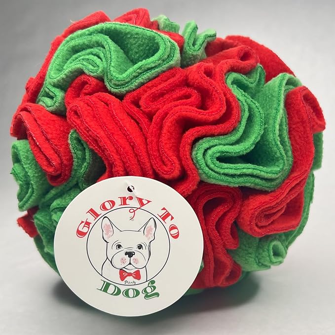 Puppy and Medium Breed Snuffle Interactive Foraging Dog Puzzle Ball Toy Christmas Green and Red Large-Mewly Pet