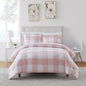 Twin Comforter Set with Sheets - 5-Piece Bedding Collection - 1 Comforter, 1 Fitted Sheet, 1 Flat, 2 Pillowcases - Deep Pocket - Soft & Premium Quality - Ideal for All Seasons, Checkered Box Blush