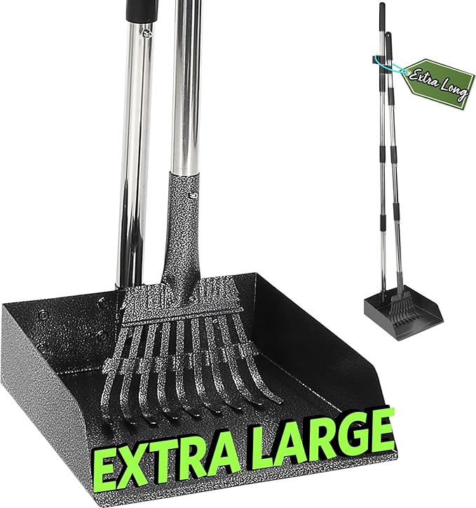 T2Y Pooper Scooper, Extra Long Handle Dog Pooper Scooper, Adjustable Stainless Steel Rake & Extra Large Tray, Antirust & Durable Poop Scoopers for Yard, Lawn, Snowfield, Suitable for Multi-Dog Family-Mewly Pet