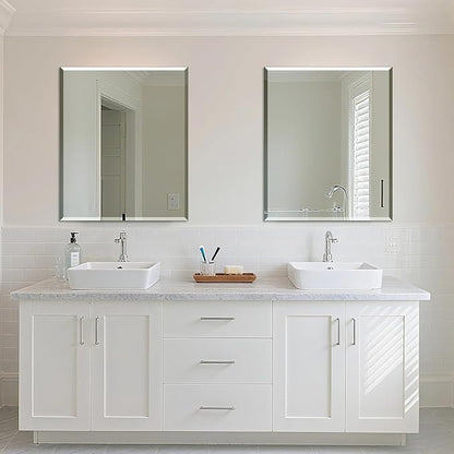 Ruomeng Wall Mirror Bathroom Mirrors for Wall 36" x 30", Frameless Rectangle Mirror with Beveled Edge Wall Mounted Mirror for Vanity and Entryway