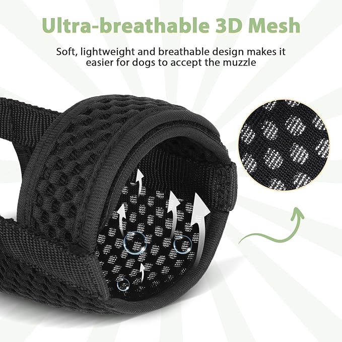Mayerzon Dog Muzzle with Hook and Loop for Large Medium Small Dogs, Patented Soft Mesh Beagle Labrador Puppy Muzzles for Biting Chewing Grooming, Breathable, Adjustable, Allows Panting Drinking-Mewly Pet