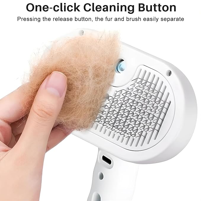 4 in 1 Cat Steam Brush: steam brush for cats, Grooming, Shedding, Mist Spray, Hair Removal Comb & Massager, USB Rechargeable Self Cleaning cat steam brushes for indoor cats - Pink-Mewly Pet