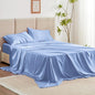 Love's cabin Twin XL Satin Sheet Sets - 3 Piece Sky Blue Silky Bed Sheets with Deep Pockets, Luxury Silk Feel Satin Sheet Set Twin XL (1 Flat Sheet,1 Fitted Sheet,1 Pillow case)