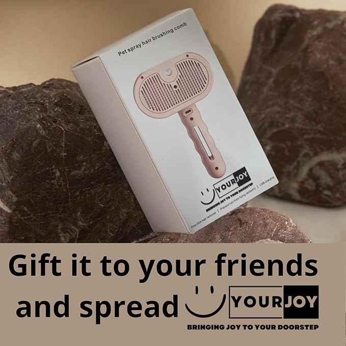 4 in 1 Cat Steam Brush: steam brush for cats, Grooming, Shedding, Mist Spray, Hair Removal Comb & Massager, USB Rechargeable Self Cleaning cat steam brushes for indoor cats - White-Mewly Pet