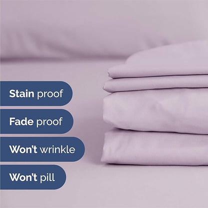 Split King 7 Piece Sheet Set - Comfy Breathable & Cooling - Soft Hotel Luxury Bedding Set w/ 8-16 Inch Deep Pockets - 1 Flat & 2 Fitted Sheet & 4 Pillowcases - Cozy and Wrinkle Free - Light Lavender