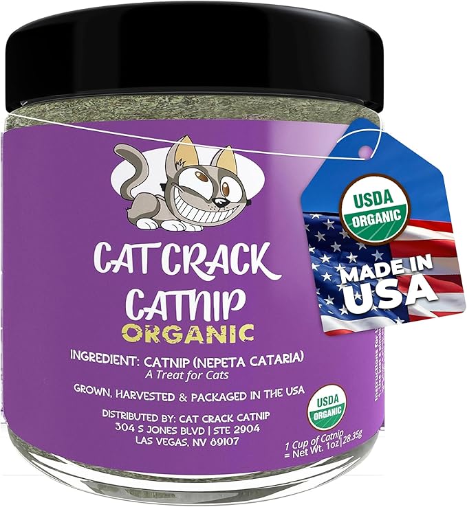 Cat Crack Organic Catnip, 100% Natural Cat Nips Organic Blend That Energizes and Excites Cats, Used for Cat Play, Training, & New Catnip Toys (1 Cup)-Mewly Pet
