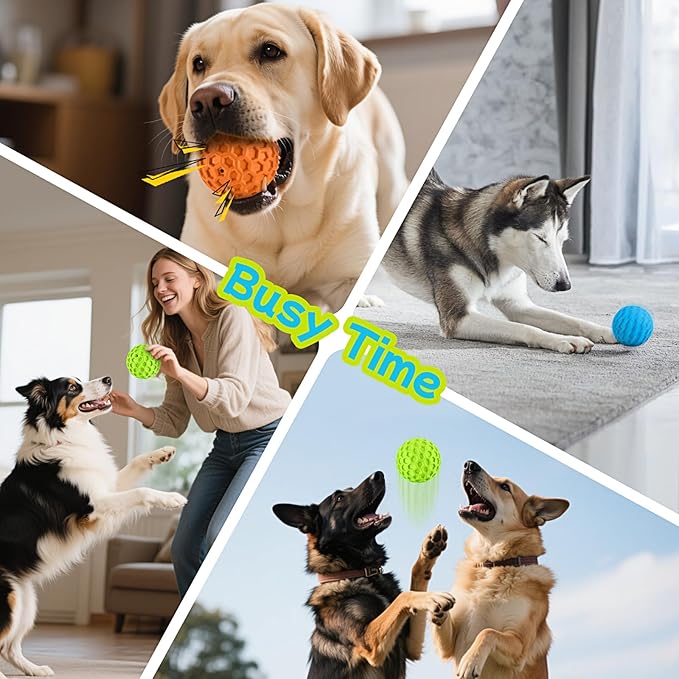 LUKITO Dog Chew Toys, Dog Toys for Aggressive Chewers Large Breed, Interactive Squeaky Balls, Tough Dog Toys with Natural Rubber for Large and Medium Small (3 Balls)-Mewly Pet