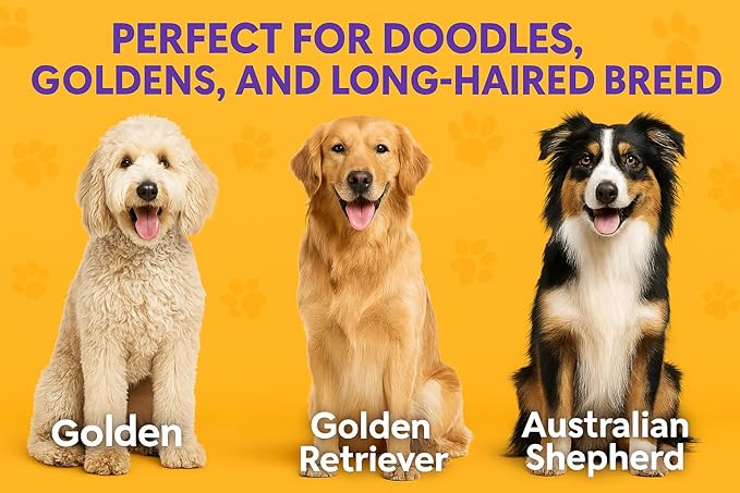 Round Bristle Pet Brush for Dogs and Cats - Soft Dog Brush for Grooming Short or Long Hair - Gentle Tool for Sensitive Skin Removes Dander, Dirt, and Detangles (Purple)-Mewly Pet