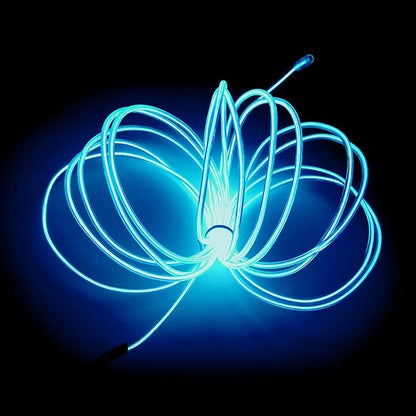 MaxLax EL Wire Ice Blue, 2M Portable Battery Pack Neon Light Strip 360° Cuttable Glowing Rope Lights for Parties, Halloween, DIY Decoration
