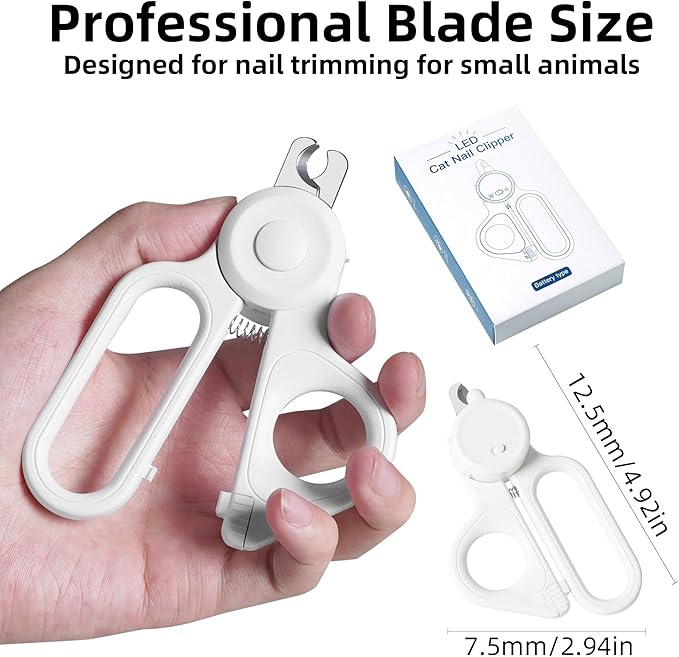 Professional Dog and Cat Nail Clippers with Lights to Illuminate Nails or Blood Lines for Safe Trimming，Sharp Stainless Steel Pet Nail Trimmers with Safety Guard to Avoid Overcutting for Small Animals-Mewly Pet