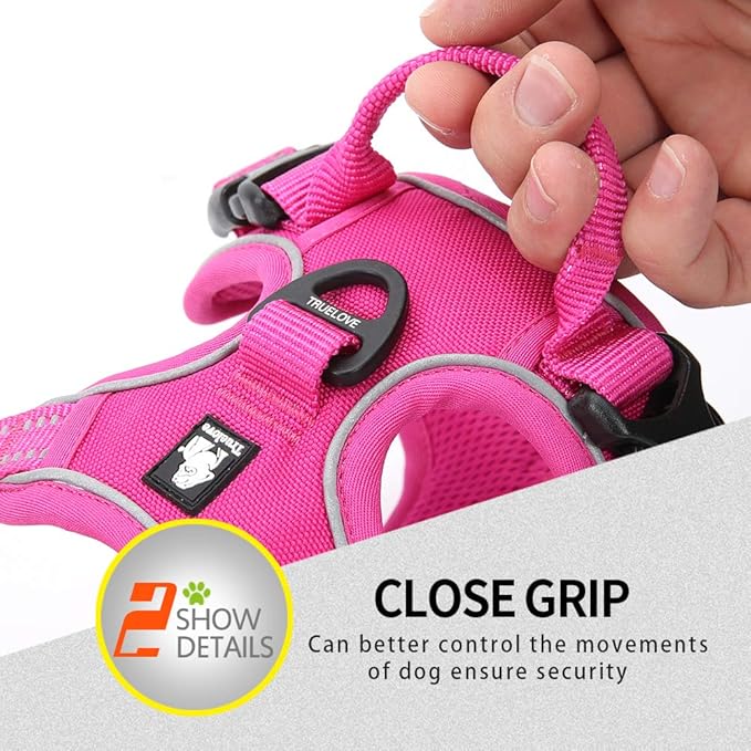 Truelove No Pull Dog Harness with Easy Control Handle and 2 Leash Attachments,Reflective Adjustable Pet Vest-Mewly Pet