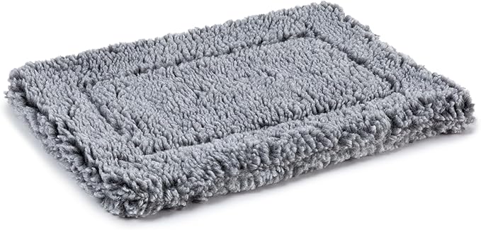 Stoutwool Indestructible Dog Bed - Fluffy Chew Proof Dog Crate Pad - Tough Kennel Pad for Aggressive Chewers - Washable, Ideal for Toy Breeds & Fits 18-Inch Crate - 17"x11", Charcoal-Mewly Pet