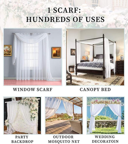 Warm Home Designs 24 Feet Long Sheer Black Window Scarf. These Extra Long Length Valance Window Scarves are 54 X 288 Inches in Size. Great as Bed Canopy or Wedding Arch Draping Fabric. AM Black 288"