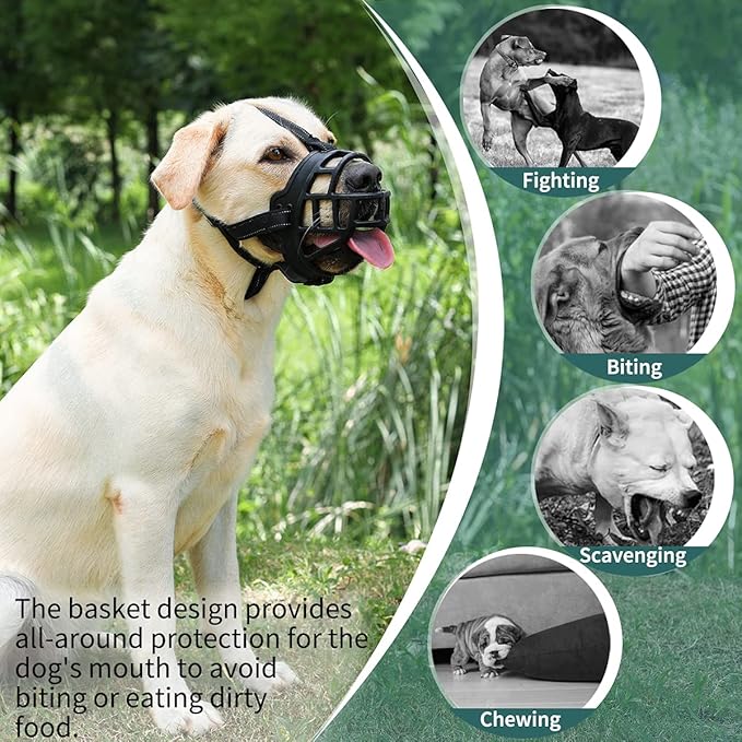 BARKLESS Dog Muzzle, Silicone Basket Muzzle for Small Medium Large Dogs, Soft Cage Mouth Cover Prevent Biting Chewing, Allow Drinking Panting, Suitable for German Shepherd-Mewly Pet
