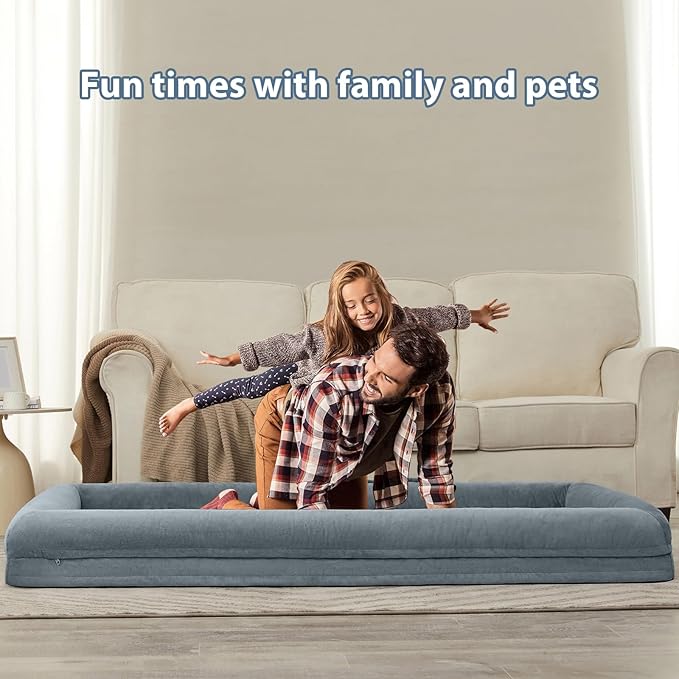 WNPETHOME Human Dog Bed for Adult, Washable Dog Couch with Removable Waterproof Cover, Orthopedic Large Pet Sofa Bed with Bolster Sides for Sleeping-Mewly Pet