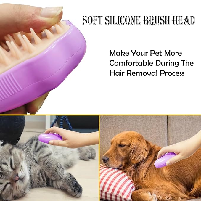 Steam Brush for Cats, Spray Comb Mist Brush, Rechargeable Steam Pet Brush for Dogs and Cats, Self-Cleaning 3-in-1 Cat Hair Brush with Steam for Long and Short Hair for Cats and Dogs (purple)-Mewly Pet