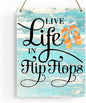 Rustic Live Life in Flip Flops Wood Hanging Sign, Farmhouse Quality Artwork Decor, Summer Wooden Plaque Sign Wall Art, Home Beach House Pool Decoration (8 x 10 Inches) (JTMP080)