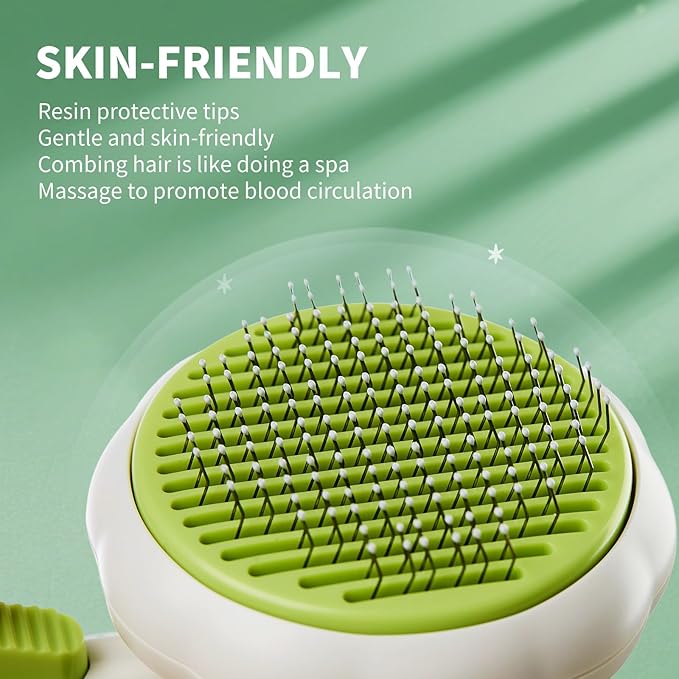 Cat Brush Dog Brush with Release Button for Shedding, Self Cleaning Cat Comb Hair Brush for Indoor Cats, Dog Deshedding Brush Grooming Kit, Pet Supplies Hair Remover Tool-Mewly Pet