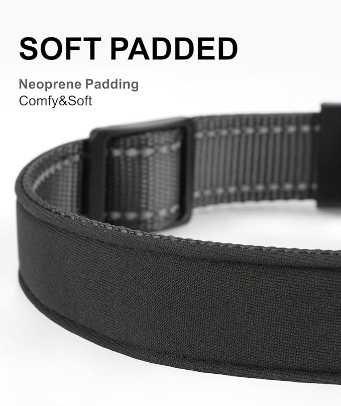 TagME Airtag Dog Collar,Waterproof Reflective Pet Collar with Airtag Holder,Soft Padded and Double D-Rings for Large Dogs,Black-Mewly Pet