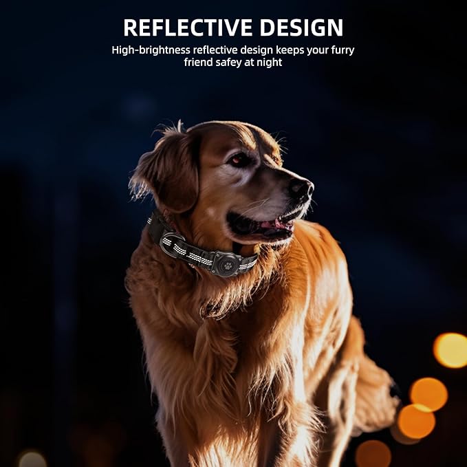 Reflective Air Tag Dog Collar - 100% Waterproof Dog Collar AirTag Holder | Extra-Durable, Soft Padded AirTag Dog Collars for Small Medium Large Dogs-Mewly Pet