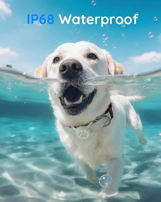 IP68 Waterpoof Dog Airtag Holder, Stretchy Silicone Full Body Covered Apple Air Tag Holder for Dog Cat Collar Fit All Width Collar (Luminous, 1 Pack)-Mewly Pet