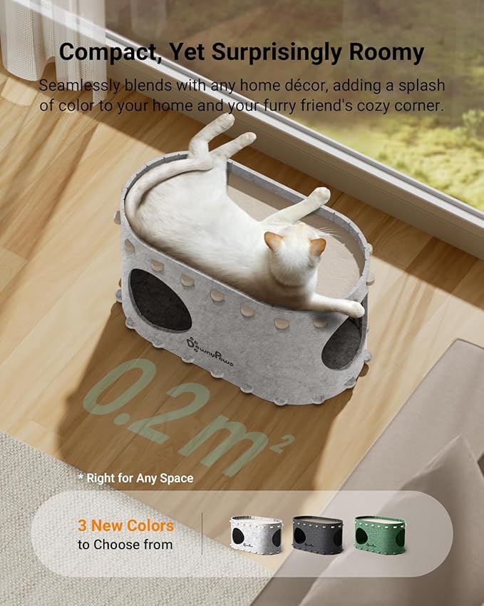 DownyPaws Cat House for Indoor Cats, Cat Bed Cave for Multiple & Large Cats Up to 22 Lbs, Scratch Resistant Peekaboo Cat Caves, Foldable Tunnel Enclosed Bed, PeekaPurr, Marble-Mewly Pet