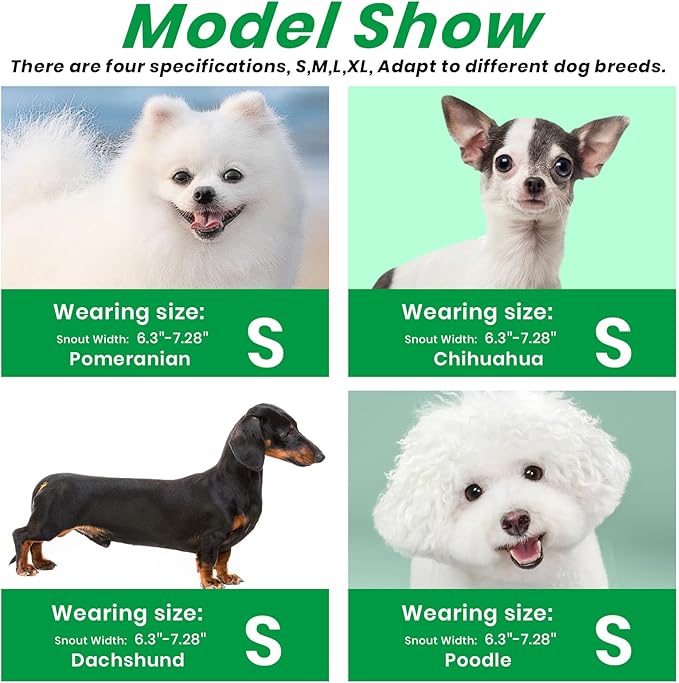 Dog Muzzle, Basket Muzzle for Small Medium Large Dogs, Anti-Biting and Chewing, Lightweight & Sturdy Cage Design, Allows Panting & Drinking, Ideal for Grooming & Training(Green Size S)-Mewly Pet