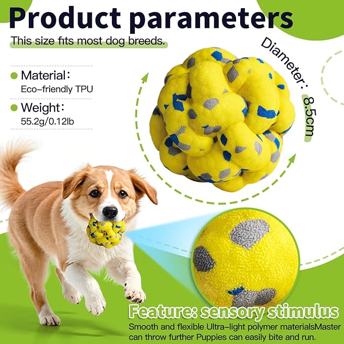 Upgrade Dog Balls Interactive Toys for Aggressive Chewers, Indestructible Tennis Durable Bouncy for Fetch Game, Lightweight Floating, Yellow-Mewly Pet
