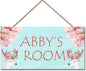 Personalized Sign, Cute Deer Sign, David's deer Flowers Kids Room Custom Name Door Wall Decor, Floral Nursery Art Plate For Boys Room Girls Bedroom Little Man Cave