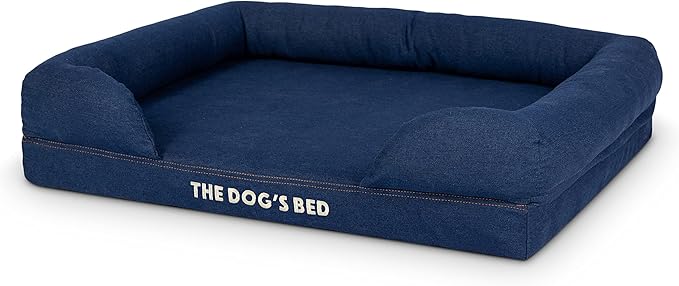 The Dog’s Bed, Med Blue Denim 30x23.5, Memory Foam, Pain Relief: Arthritis, Hip & Elbow Dysplasia, Post Surgery, Lameness, Supportive, Calming, Waterproof Washable Cover, Veterinary Approved-Mewly Pet