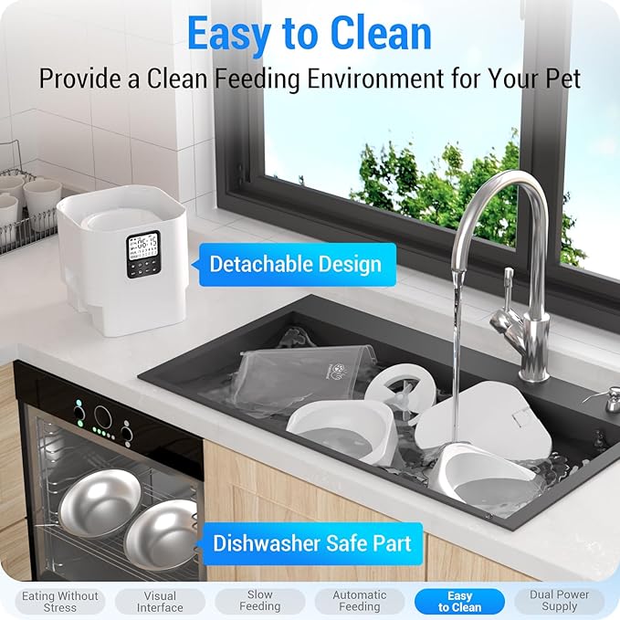 Automatic Cat Feeder with Slow Feed for 2 Cats: Timed Automatic Dog Feeder with Information Visualization Interface, Cat Food Dispenser for Multiple Pets, Detachable for Easy Cleaning-29 Cup-Mewly Pet