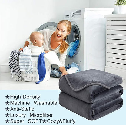 HOZY Soft Blanket Twin/Twin XL Fleece Warm Fuzzy Throw Extra Long Blankets for The Bed Sofa Lightweight Dark Grey 66"*90"