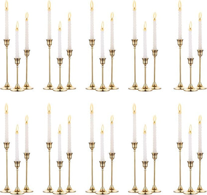 Nuptio Candlestick Holders Taper Candle Holder 10 Sets(30 Pcs) Gold Candle Sticks Holder Metal Candle Holders for Tapered Candles Table Centerpiece for Wedding Candlelight Dinner Birthday Decor
