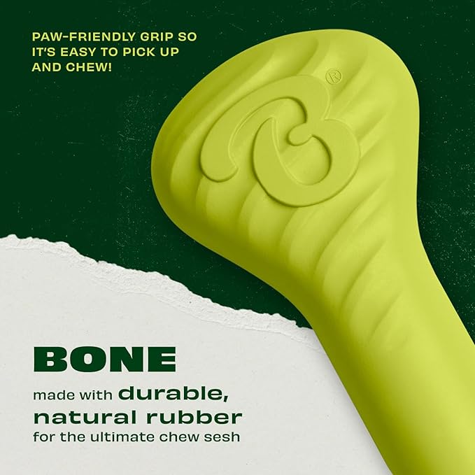 Benebone Natural Rubber Dog Bone Chew Toy, Natural Rubber-Mewly Pet