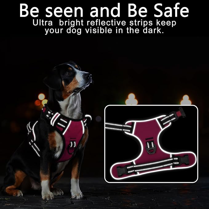 Timos No Pull Dog Harness, No Choke Front Lead Dog Reflective Harness, Adjustable Soft Padded Pet Vest with Easy Control Handle for Small Medium Large Dogs, S-Mewly Pet