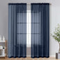 OVZME Navy Blue Sheer Curtains 78 Inches Long 2 Panels - Soft Light Filtering Window Sheer Panels for Living Room/Bedroom, Top Dual Rod Pocket, 1 Pair, Each 42Wx78L Inches