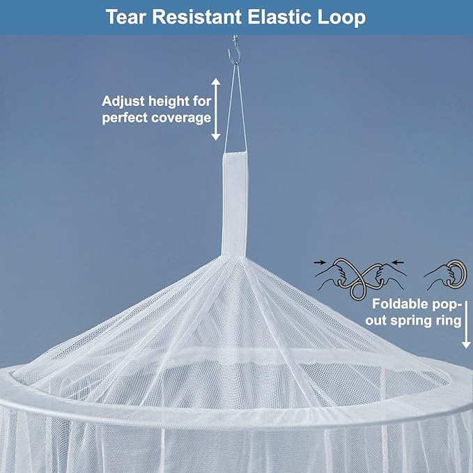 Mosquito Net for Single to King-Sized Beds – Fully-Enclosed Bed Canopy for Travel or Decoration – Free Bag, Hanging Kit & Adhesive Ceiling Hooks for Easy Setup