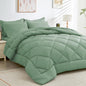 HEVUMYI Light Green Full Comforter Set - 7-Piece All Season Bed in a Bag Full, Ultra Soft Bedding Set with Comforter, Flat Sheet, Fitted Sheet, Pillowcases, Pillow Shams