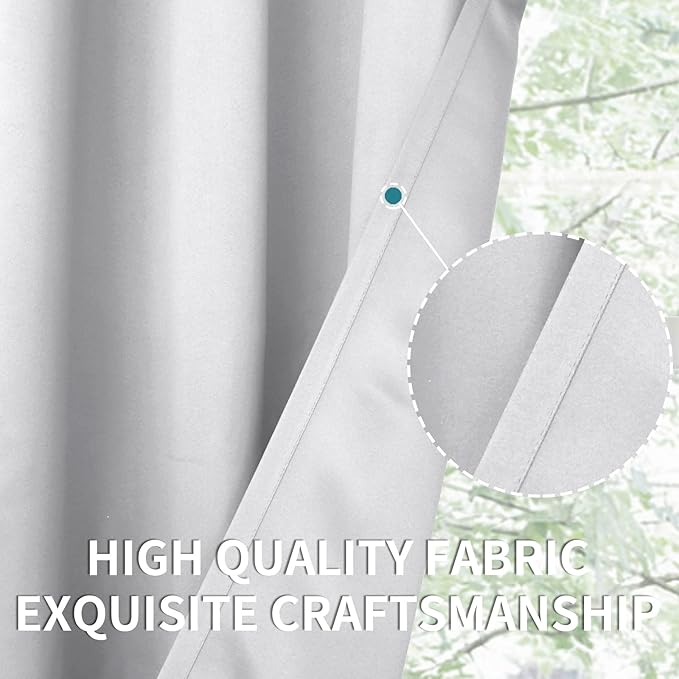 BGment Room Darkening Curtains for Bedroom - Grommet Thermal Insulated Window Treatments Light Blocking Curtains for Living Room, Set of 2 Panels, Each 55 x 69 Inch, Greyish White