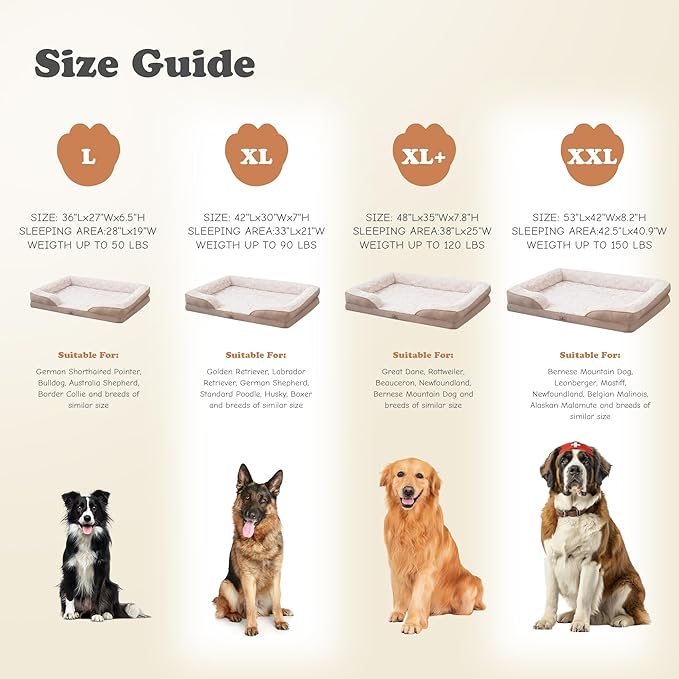 Orthopedic Dog Bed for Extra Large Dogs - XL Plus Waterproof Dog Sofa Beds, Supportive Foam Pet Couch Bed with Removable Washable Cover, Waterproof Lining and Nonskid Bottom-Mewly Pet