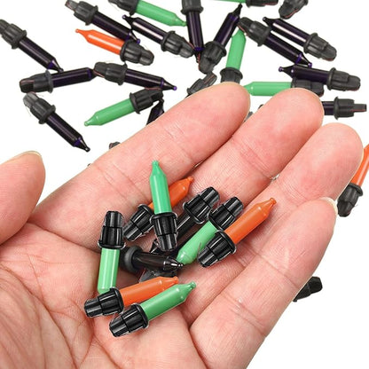 60Count 2.5V Christmas 50/100/150/200 Count Mini Incandescent Wire String Lights Replacement Bulbs Indoor/Outdoor Christmas Lights Decor for Home Xmas Tree (Black Base with Orange, Green, Black Bulb)