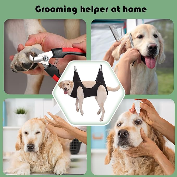 Guzekier Pet Dog Grooming Hammock Harness for Cats & Dogs, Dog Sling for Grooming, Dog Hammock Restraint Bag with Nail Clippers/Trimmer, Nail File, Pet Comb,Ear/Eye Care-Mewly Pet