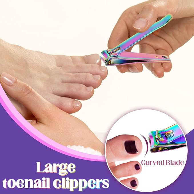 Rocutus 2pcs/Set Portable Nail Scissors Adult Pedicure Nail Clippers Household Small Scissors Foot Manicure Scissors Manicure Tools (Bight Colorful)-Mewly Pet