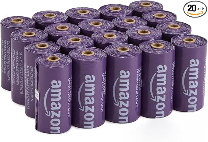 Amazon Basics Premium Lavender Scented Standard Dog Waste Bags, 300 Count (15 Pack of 20)-Mewly Pet