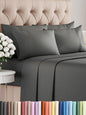 Full 6 Piece Sheet Set - Comfy Breathable & Cooling - Ultra Soft Hotel Luxury Bedding Set w/ 8-16 Inch Deep Pockets - 1 Flat & 1 Fitted Sheet & 4 Pillowcases - Wrinkle Free and Easy Care - Charcoal