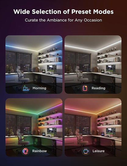 Govee COB LED Strip Light Pro, LED Lights for Bedroom Compatible with Alexa, Google Assistant and Matter, RGBICW Light with Warm White, Smart Strip Light, Color Changing, for Cabinet, 16.4ft